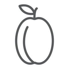 Apricot line icon, fruit and vitamin, plum sign, vector graphics, a linear pattern on a white background, eps 10.