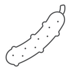 Cucumber thin line icon, vegetable and diet, vegetarian sign, vector graphics, a linear pattern on a white background, eps 10.