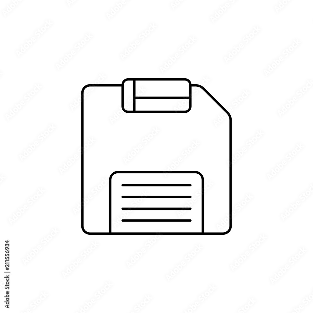 Poster floppy disc line. element of computer parts for mobile concept and web apps illustration. thin line 