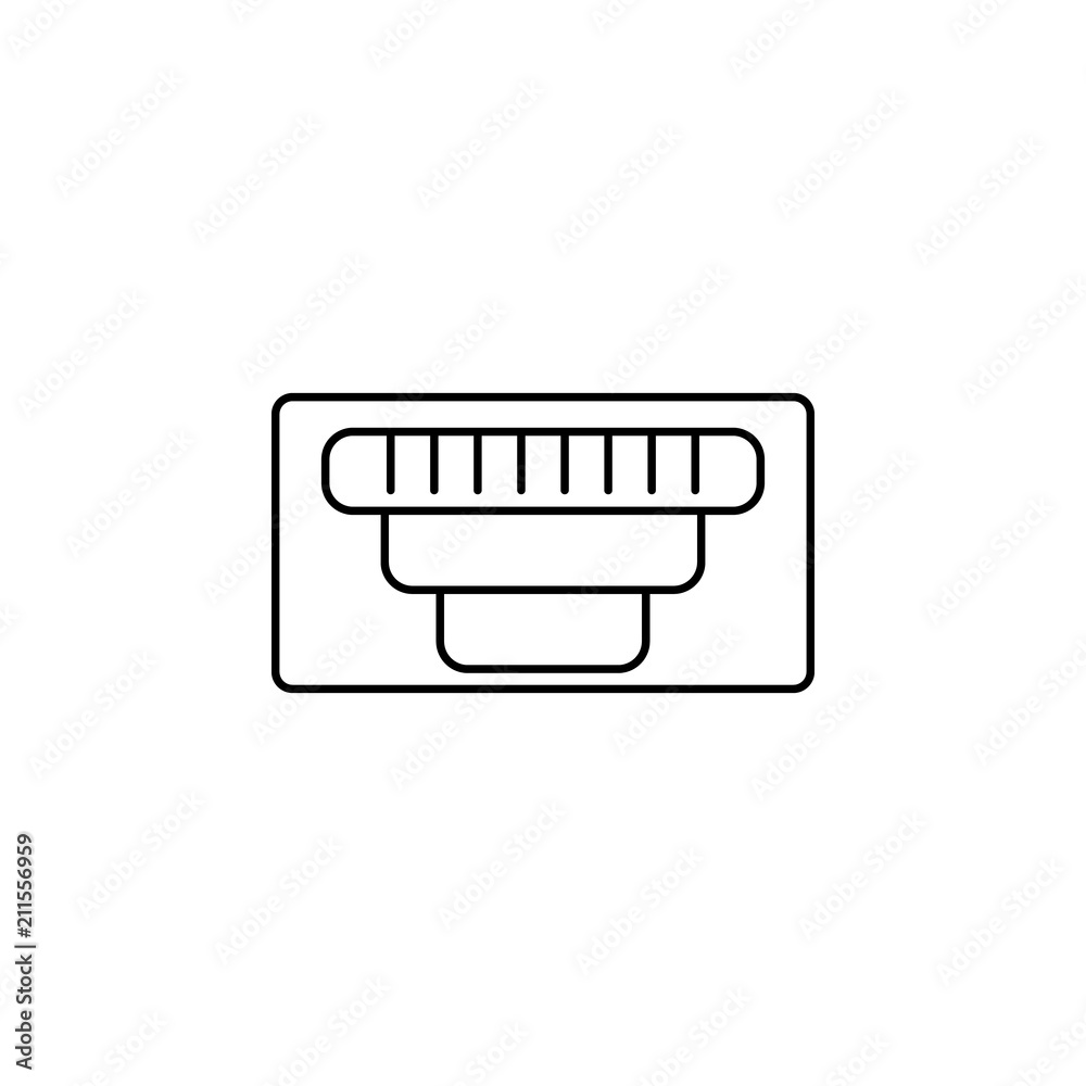 Poster vga cable line. element of computer parts for mobile concept and web apps illustration. thin line ic