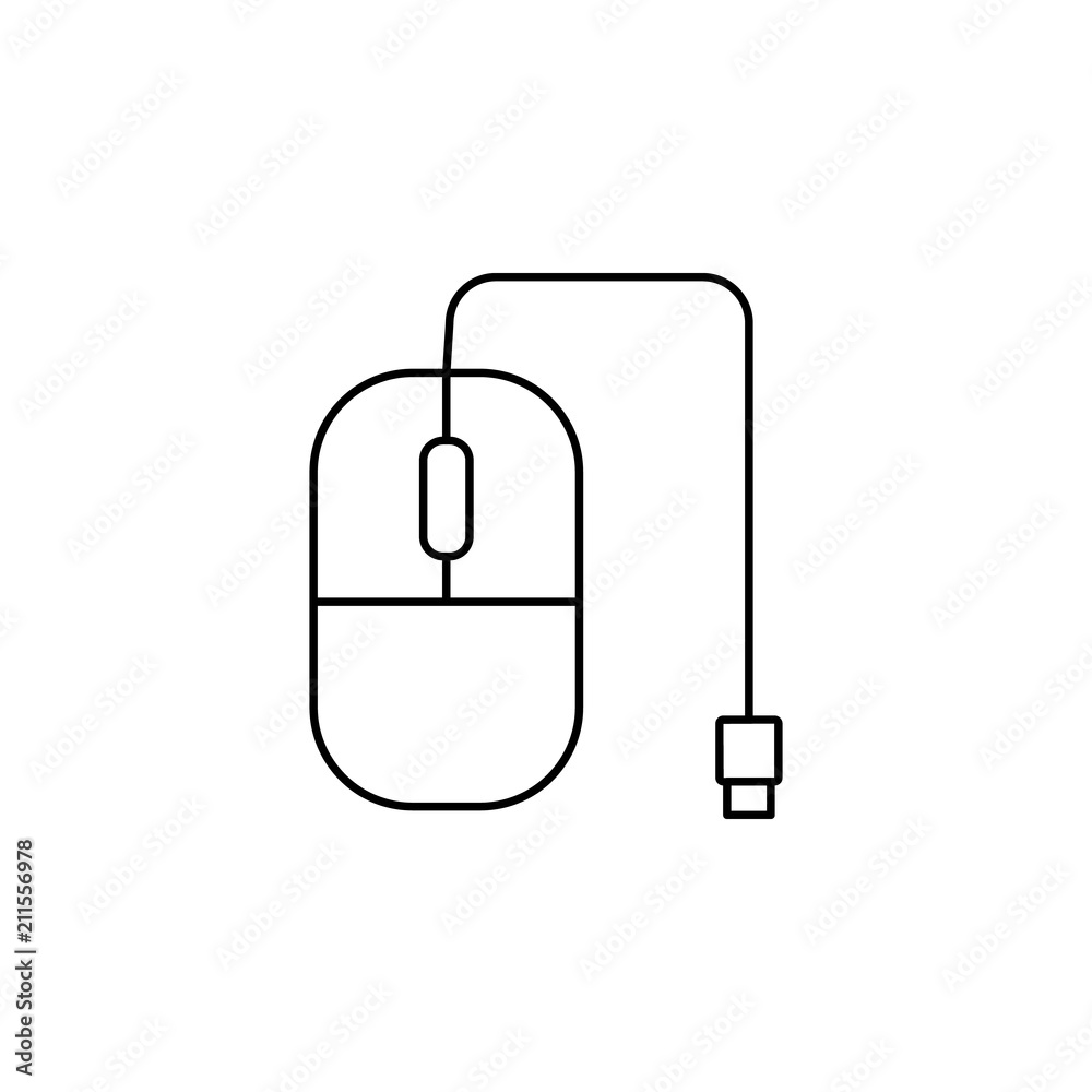 Poster pc mouse line. element of computer parts for mobile concept and web apps illustration. thin line ico