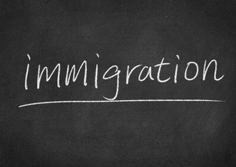 Fototapeta na wymiar immigration concept word on a blackboard background