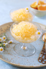 Orange granita, frozen summer dessert