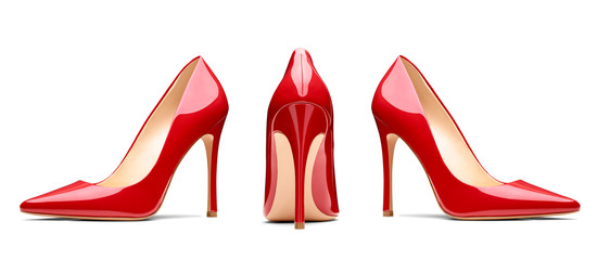 red high heel footwear fashion female style - obrazy, fototapety, plakaty