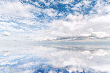 Cloudscape reflection where the sky meets the water
