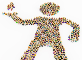 Cartoon Crowd Figure, Holding