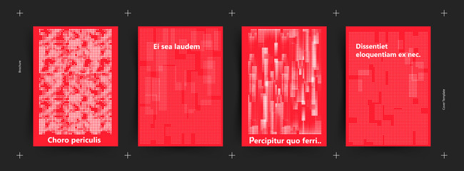 Halftone background for cover design. Red and White colors. Vector. Abstract dots.