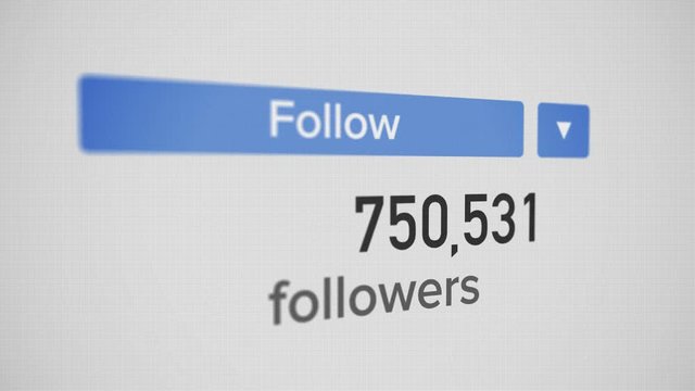 A 3D closeup video counter of an influencer's social media number increasing to 1 billion followers. Perspective version.  	
