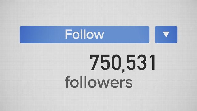 A closeup video meter of an influencer's social media number increasing to 1 billion followers. flat version.  	
