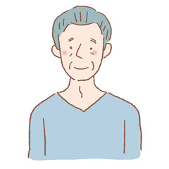 シニア　男性　人物　上半身　イラスト
