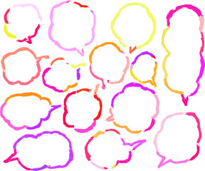 Warm color Speech balloon of Brush writing set
