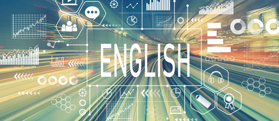 English with abstract high speed technology POV motion blurred image