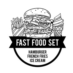 menu fastfood design template graphic drawing set