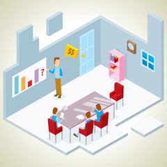 presentation in a meeting room isometric