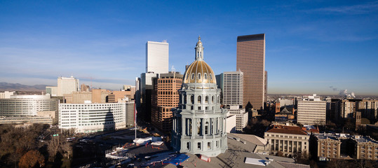 Late Afternoon Light Hits the Capital Building in Downtown Denver Colorado