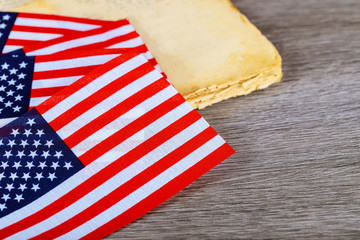 American flag wooden background.The Flag Of The United States Of America. The place to advertise, template.