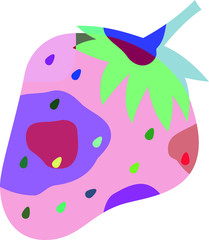 Psychedelic color strawberry illustration 2