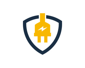 Obraz premium Shield Electric Logo Icon Design Element