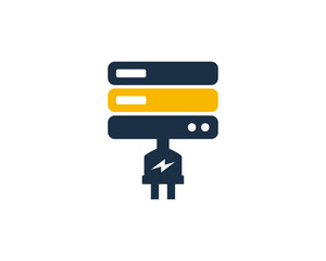 Server Electric Logo Icon Design Element