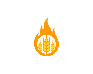 Wheat Fire Icon Logo Design Element