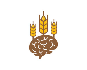 Brain Wheat Logo Icon Design Element