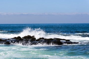 Pacific Ocean Waves Crashing on Rocks