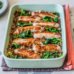 Lentils with Sausages and Spinach