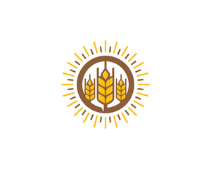 Sun Wheat Logo Icon Design Element