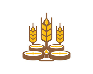 Wheat Drone Logo Icon Design Element
