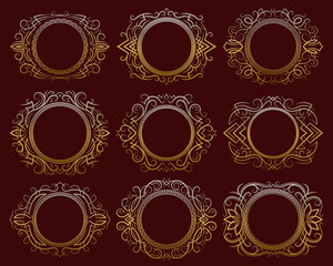 Set of golden vintage frames.