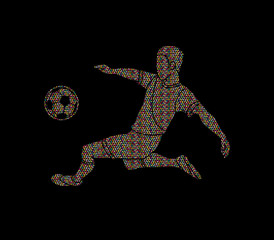 Soccer player hit the ball, Bicycle Kick graphic vector.