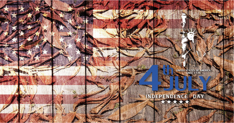 United States flag for Independence Day Holiday 4 July Greeting background.