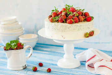 Strawberry and Basil Ice Cream Cake