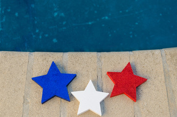 Patriotic USA background near the pool