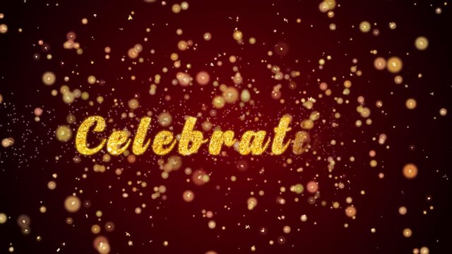 Celebration Greeting Card text with sparkling particles shiny background for Celebration,wishes,Events,Message,Holidays,Festival.