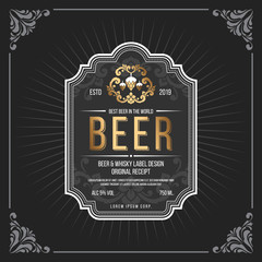 Classic vintage frame for beer labels banner