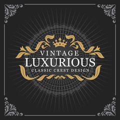 Vintage Luxury Monogram Banner Template Design