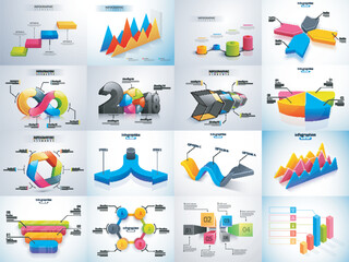 3D colorful set of Infographic elements with statistics or workflow layout for Business or corporate sector. © Abdul Qaiyoom