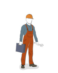 a man in work clothes. working. repair service. vector illustration.