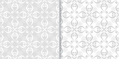 Light gray and white floral seamless ornaments