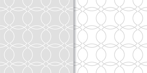 Light gray geometric set of seamless patterns