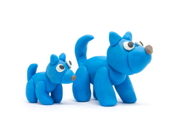 Play dough Dog father and son on white background