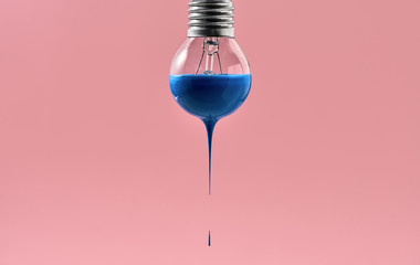 Bulb with blue paint on it