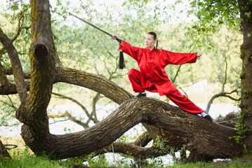 women practicing yoga and tai chi outdoors
