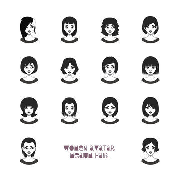 Women avatar with medium hairstyles