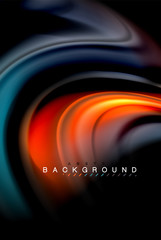 Fluid liquid colors design, colorful marble or plastic wavy texture background, glowing multicolored elements on black, for business or technology presentation or web brochure cover design, wallpaper