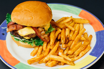 Burger and French Fries
