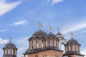 Obraz premium Roof and top of ortodox christian church with cloudy blue sky