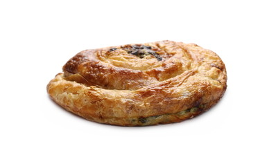 Spinach pie isolated on white background