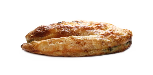 Spinach pie isolated on white background